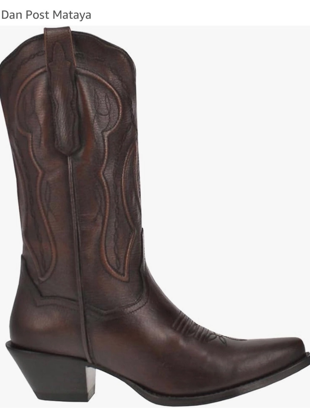 Dan Post 11” Mataya Style DP4323 Brown Leather Western Heeled Cowboy Boots - Picture 3 of 13